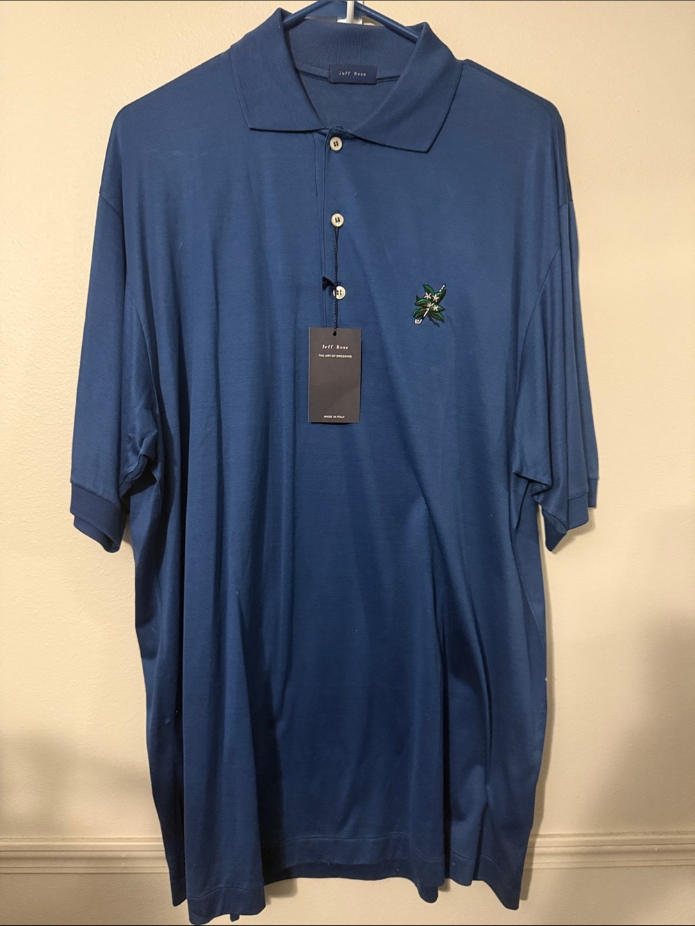 Jeff Rose NWT Blue Polo with Embroidered Leaf Logo